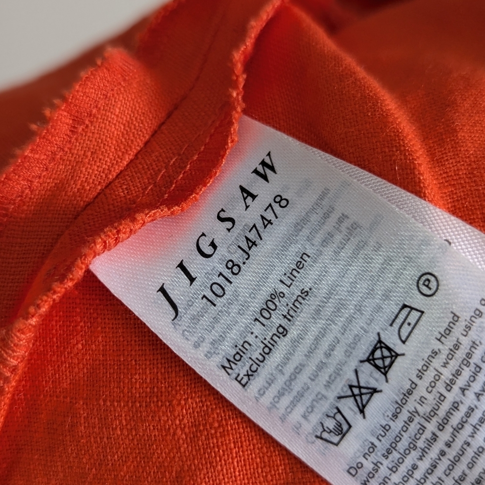 Orange 100% Linen Asymmetrical Maxi Skirt Summer Spring Resort Lightweight - Picture 12 of 13
